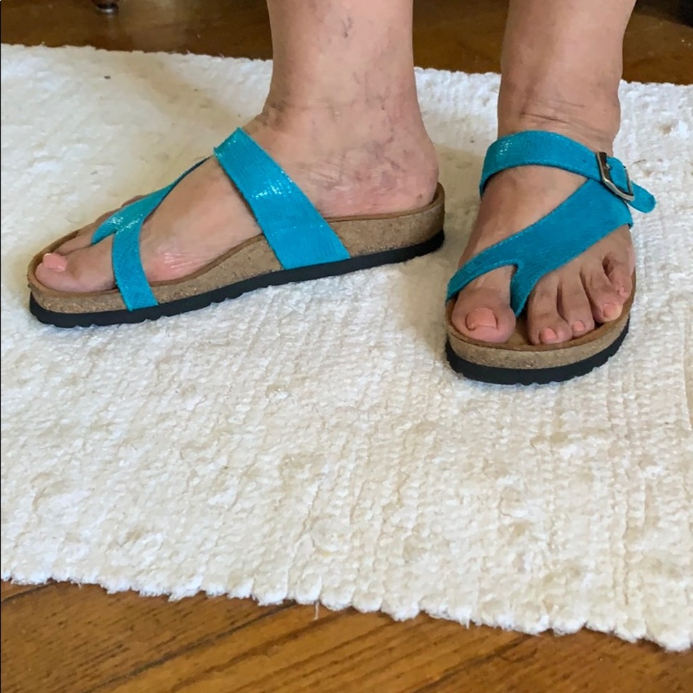 Naot turquoise snakeskin leather sandal size 8